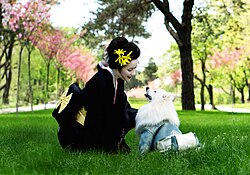 Japan-Spitz – Japanese Spitz (Nihon Supittsu) Японский шпиц SIMBA TSAR ZVEREI (Pets Couturier SIMBA) with his owner & mom Yuliya Strizhkina Kiev Ukraine