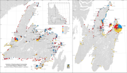 Neufundländer – Newfoundland Communities by Principal Religious Affiliation, 1945