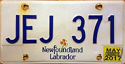 Neufundländer – Newfoundland & Labrador 2017 license plate JEJ 371
