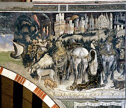 Volpino Italiano – Saint George and the princess by Pisanello Pellegrini Chapel Sant'Anastasia Verona 2016 and corrections (perspective, lights, definition by Paolo Villa 2019)